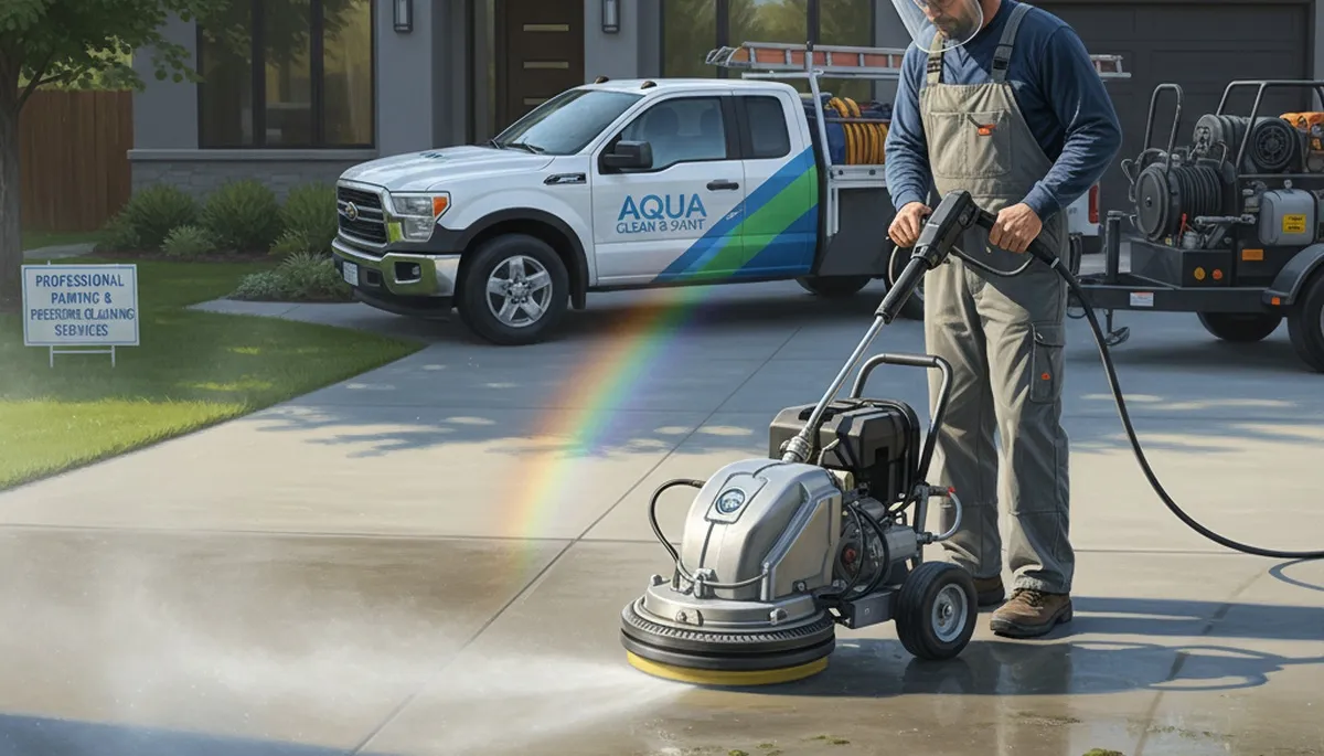Kissimmee, FL painters pressure cleaning concrete driveway and walkway for curb appeal