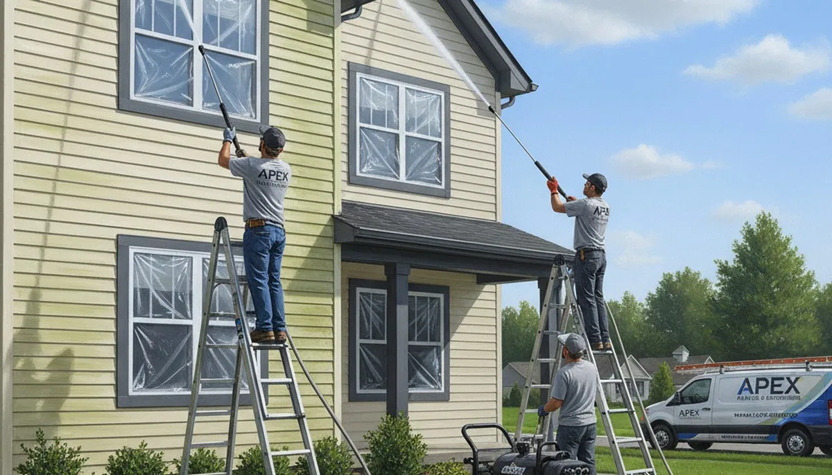 Vinyl siding pressure cleaning in Kissimmee, FL to remove algae, mold, and grime from a home exterior